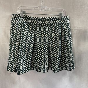Banana Republic Womens Skirt White Green Geometric Size 14